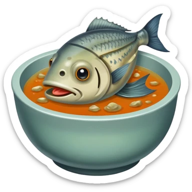 disgusting watery soup, fish head floating sticker