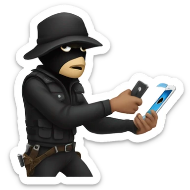 A bandit stealing a phone sticker