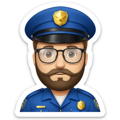 Police officer with glasses and beards(different uniform) sticker