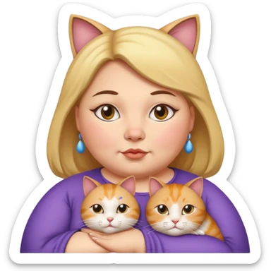 Fat lady wearing a cat on her shoulder sticker