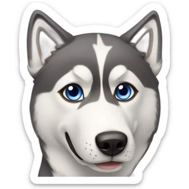 Husky with one blue eye and one brown eye waving sticker