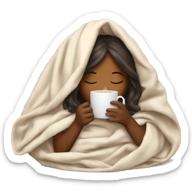 girl inside a blanket sipping coffee eyes closed sticker