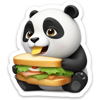 panda eating sandwich sticker