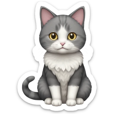 full body small short hair dark grey and white cat sticker