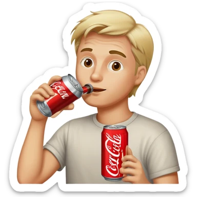 dirty blond man drinking a can of coke sticker