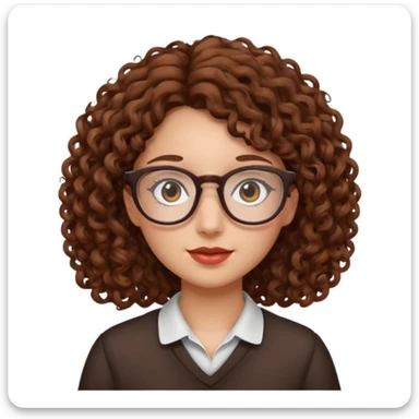 Rapariga, com óculos, cabelo castanho, aos caracóis, comprido sticker