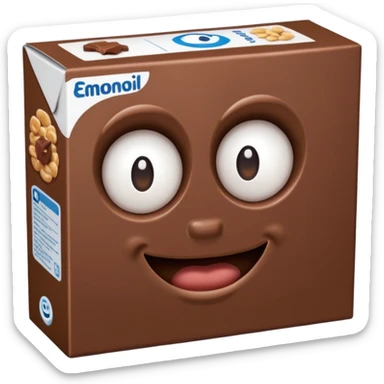 brown chocolate cereal box without eyes and mouth sticker
