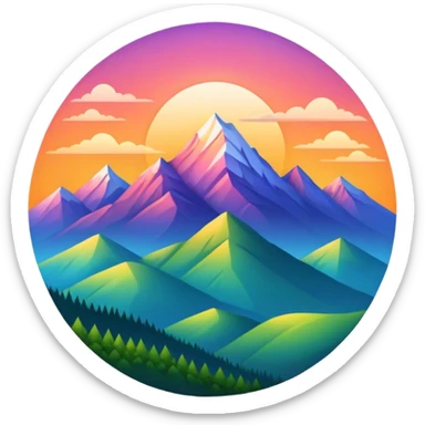 Sunrise Appalachian mountains with rounded mountain peaks sticker