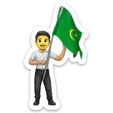 a man wearing huddi lifting algerie's flag sticker