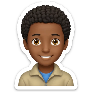 Ethiopian young boy, friendly face, short curly hair sticker