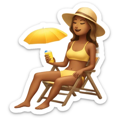girl tanning in sun  sticker