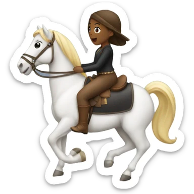 a back girl riding a horse while singing sticker