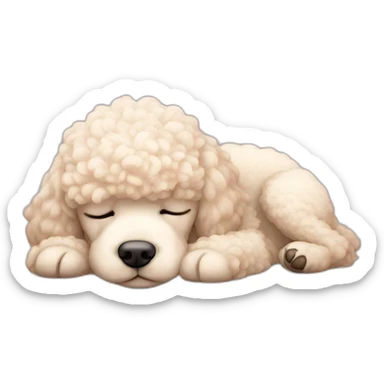 cream poodle sleeping sticker