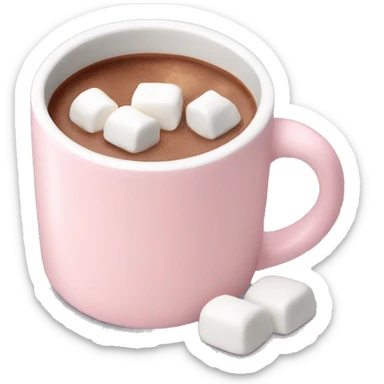 Light Pink mug of hot chocolate with marshmallows  sticker