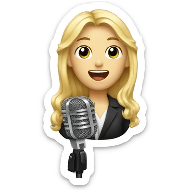 blonde hair emoji singing into lapel mic sticker
