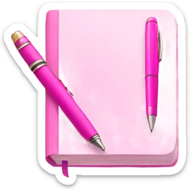 Pink journal and a pink pen sticker