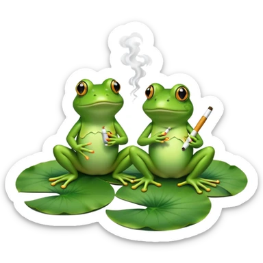 2 frogs smoking sticker