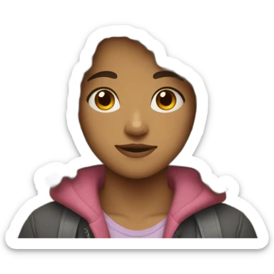 Teenager faces and curly hair sticker