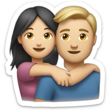 caucasian-man-hugs-asian-woman sticker