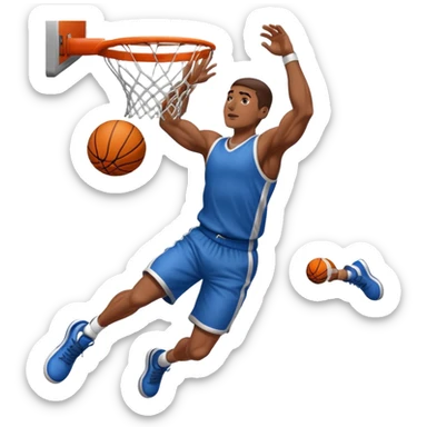 an arm dunking a basketball into a hoop sticker