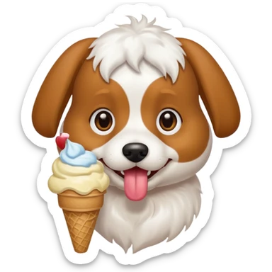 dog sitting eating ice cream sticker