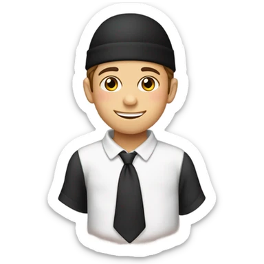 3rd grade boy wearing a yarmulka that says I ❤ רש"י sticker