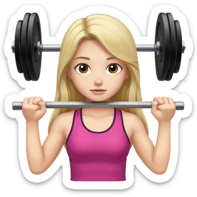girl lifting weights longer hair  sticker