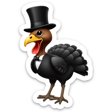 Turkey with black tie and top hat sticker