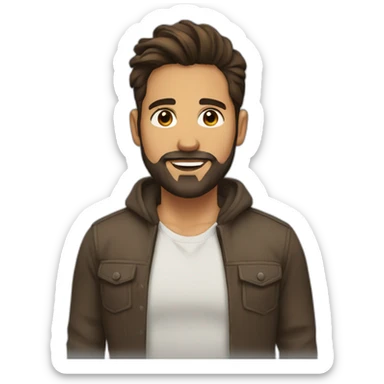 latin male, ponytail and beard with brown hair sticker