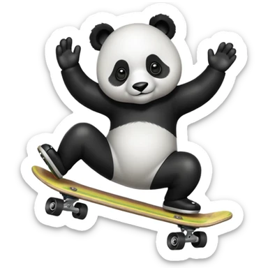 panda doing a trick on a skateboard sticker