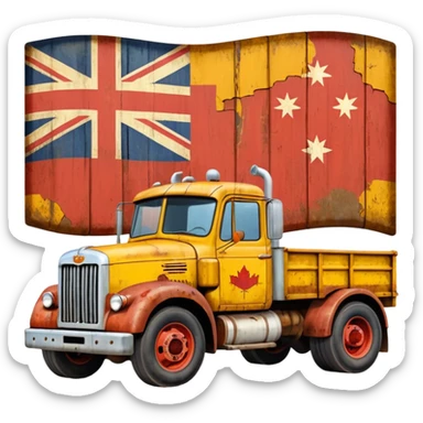 Old Mack truck with Australian flag decal sticker