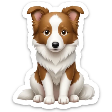 Sitting pure white Border Collie sticker