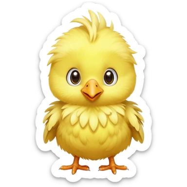 Baby chocobo from Final Fantasy, cute tiny yellow bird chick with fluffy feathers sticker