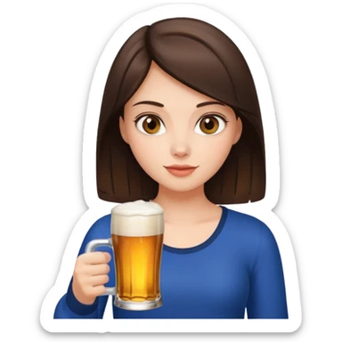 Brunette girl with glass of beer in each hand sticker