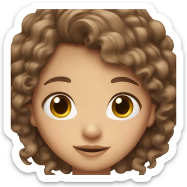 Girl with brown hair, brown eyes and a tiara sticker