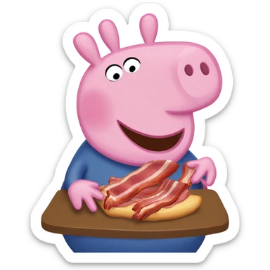 Peppa pig eating bacon sticker
