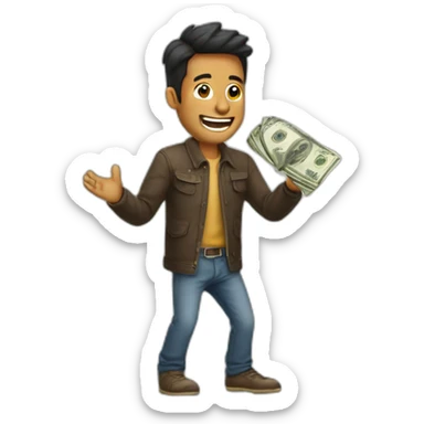 hombre saltando feliz mucho money dinero sticker