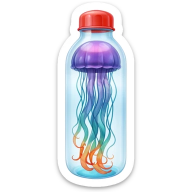 sea jellyfish stuck leg in plastic bottle sticker