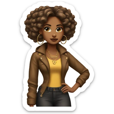 Brownskin girl with a baddie aesthetic  sticker