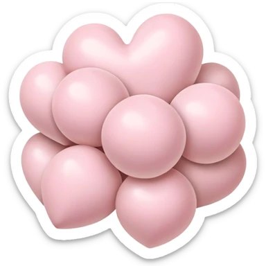 An armful of pale beige and pale pink balls in the shape of hearts sticker