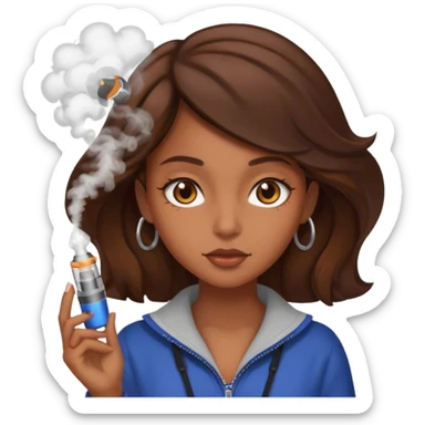 brown girl with brown hair and brown eyes vaping  sticker