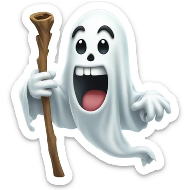 Goofy ghost with stick coming out of it sticker