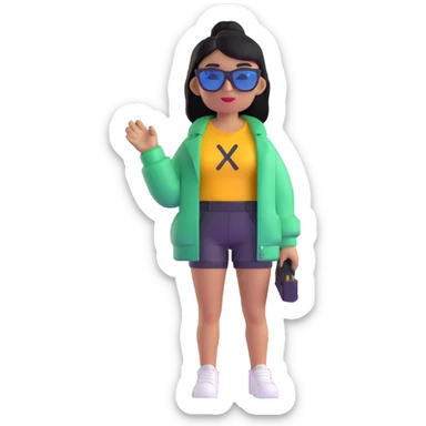 Roblox baddie girl with sunglasses and stylish clothes sticker