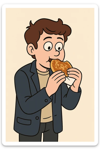 Hotteok a boy navy blue men's blazer jackets he's eating Hotteok sticker