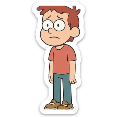 flat toon style boy standing still without background sticker