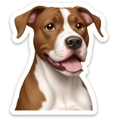 Brown and white pit bull hound mix sticker