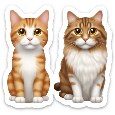 brown tabby cat and a white and orange long haired cat sticker