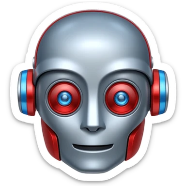 Crée-moi un robot sympathique, pour un chatbot moderne, je veux uniquement la tête sans le corps qui ressemble à R2D2 sticker