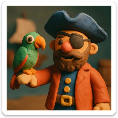 pirate with eye patch and parrot sticker