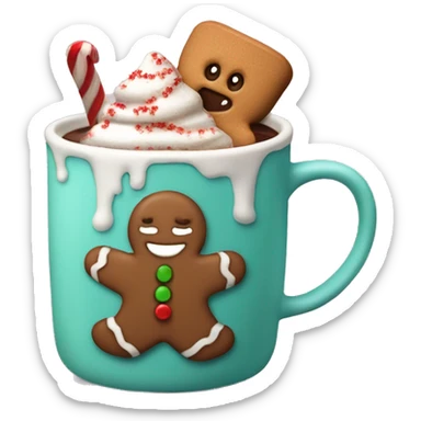 Holiday hot chocolate with a gingerbread sticker